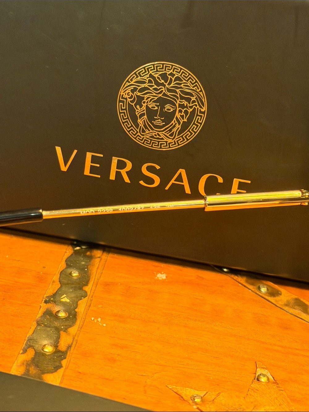 Versace Black Shield Sunglasses with Gold Trim ⭐️ GORGEOUS - Picture 9 of 13